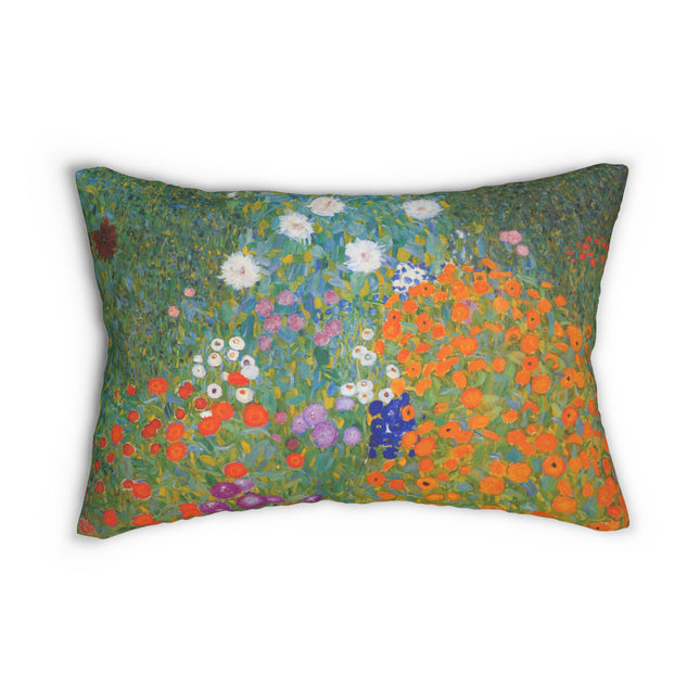 Cottage Garden by Gustav Klimt Spun Polyester Lumbar Pillow