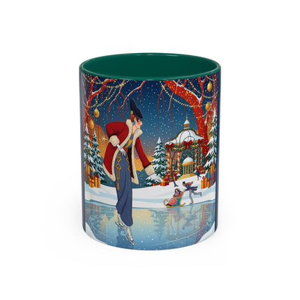 ⛸️🎄 The Christmas Skating Pavilion Colorful Mug – Art Deco Holiday Fantasy