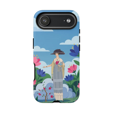 🌸🎩 The Lady Of The Grand Flower Garden Phone Case – Art Deco Fashion Illustration