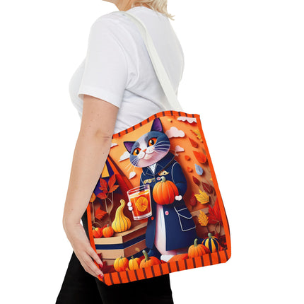 British Shorthair at an Autumn Market Tote Bag (AOP)