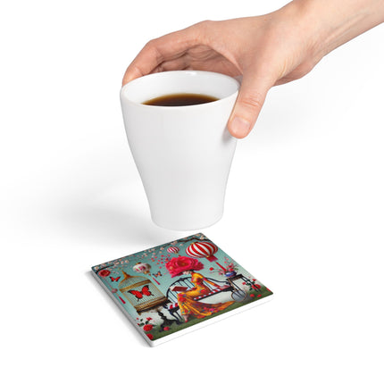 Reading In A Painted Garden Ceramic Coaster