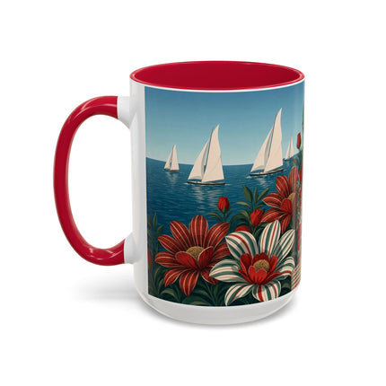 ⛵🌹 The Seaside Rose Traveler Colorful Mug – Art Deco Floral Elegance