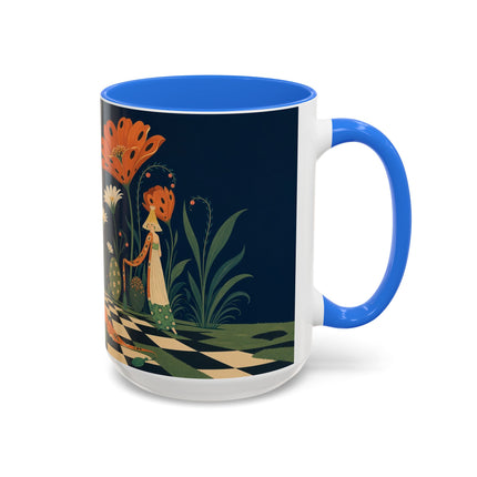 🌼🧡 The Midnight Floral Masquerade Colorful Mug – Art Deco Fashion Fantasy