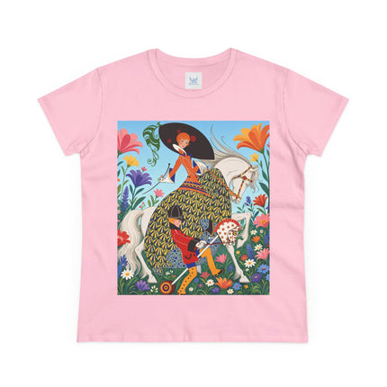 🐎🌸 The Enchanted Garden Riders Cotton Tee – Art Deco Equestrian Whimsy