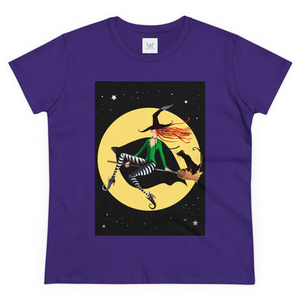 A Witch’s Moonlit Flight Women's Midweight Cotton Tee