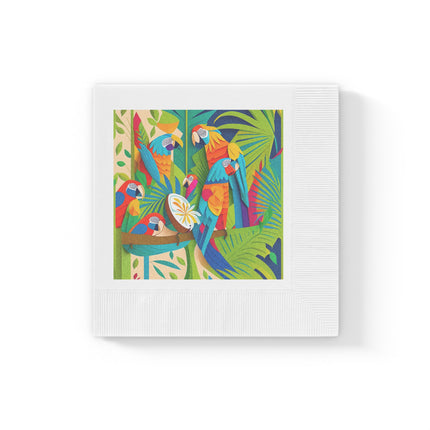 Colorful Macaws White Coined Napkins