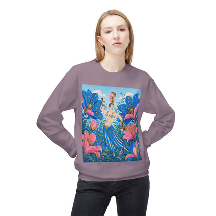 🌟🌸 The Starry Blossom Garden Dancer Midweight Crewneck Sweatshirt – Art Deco Floral Fantasy