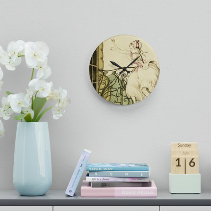 Sur talons rouges (On Red Heels) pl 02 by Gerda Wegener Acrylic Wall Clock, Round and Square