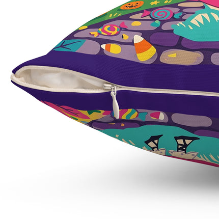 🌙🎃 The Lady Of Moonbeam Hollow Square Pillow – Whimsical Halloween Charm