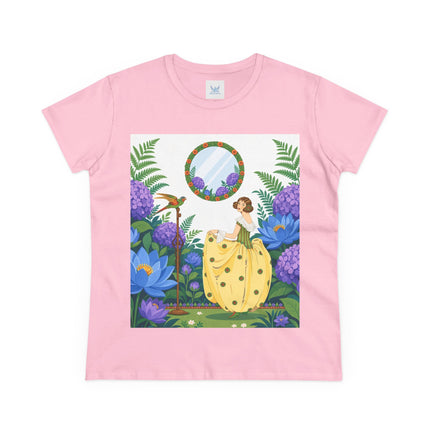 🦜🪷 The Parrot Garden Reflection Cotton Tee – Art Deco Fashion Whimsy