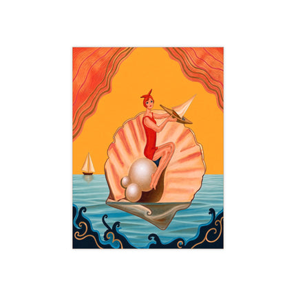 ⛵🦪 The Pearl Shell Sailor Ceramic Tile – Art Deco Seaside Fantasy