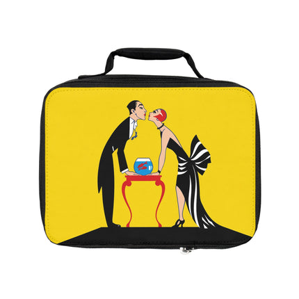 A Moment of Elegance: A Passionate Embrace Amidst Golden Splendor Lunch Bag