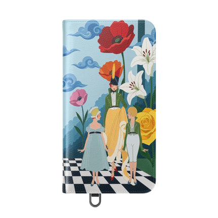 🌺♟️ The Ladies Of The Checkerboard Garden Flip Case – Art Deco Floral Fantasy