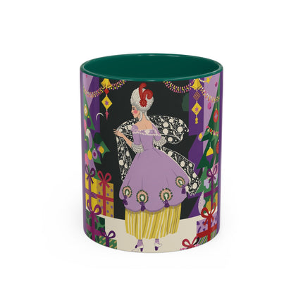 🎁✨ The Lavender Christmas Masquerade Colorful Mug – Art Deco Holiday Fantasy