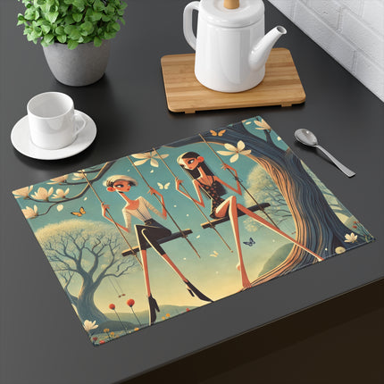 🌸🦋 Whispers on the Spring Swing Placemat – Enchanted Spring Garden Whimsy