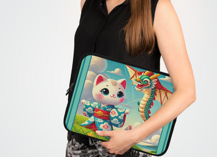 Geisha Kitten and the Dragon Kite Laptop Sleeve