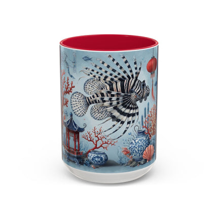 Lionfish & Lantern Colorful Mug – Mystical Ocean & Asian Harmony
