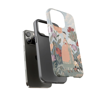 🌹🐈 The Lady And Puss In Boots Phone Case – Art Deco Floral Whimsy