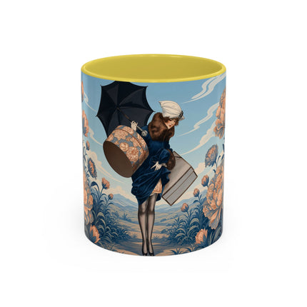 ☔🌸 The Grand Floral Journey Colorful Mug – Art Deco Travel Elegance
