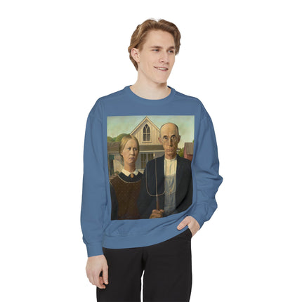 American Gothic by Grant Wood Unisex Garment-Dyed Sweatshirt