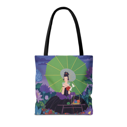 🧶🌸 The Lady Of The Enchanted Knitting Garden Tote Bag – Art Deco Floral Fantasy