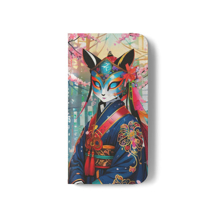 🦊⚔️ Cyberpunk Samurai Maiden Flip Case – Neon Grace & Warrior Courage