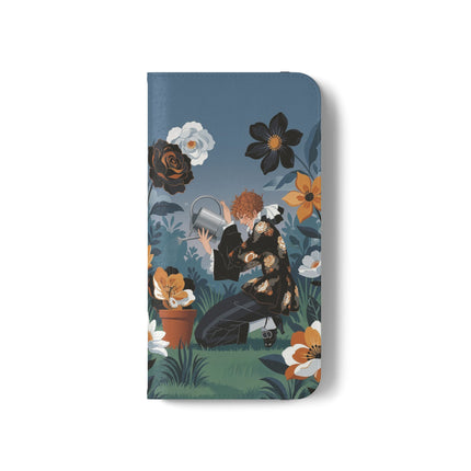 🌹💧 The Midnight Garden Keeper Flip Case – Art Deco Floral Fantasy
