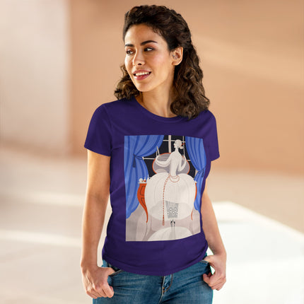 🦢💎 The Ivory Midnight Muse Cotton Tee – Art Deco Fashion Elegance
