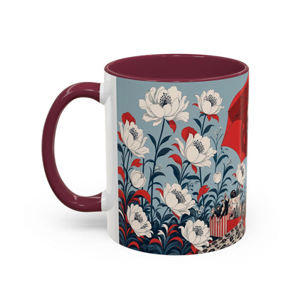❤️🌺 The Scarlet Parasol Spectacle Colorful Mug – Art Deco Fashion Elegance