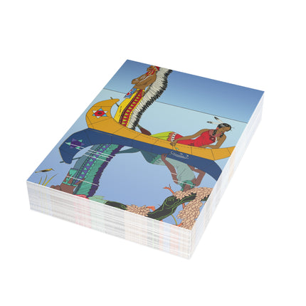 Le long du Missouri (Indian couple on the Missouri River) by George Barbier Greeting Cards (1, 10, 30, and 50pcs)