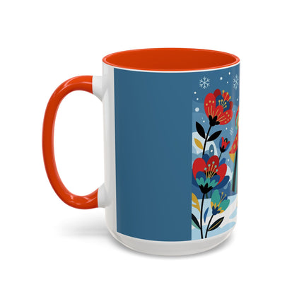 ❤️❄️ The Winter Heart Messenger Colorful Mug – Art Deco Snow Garden Fantasy