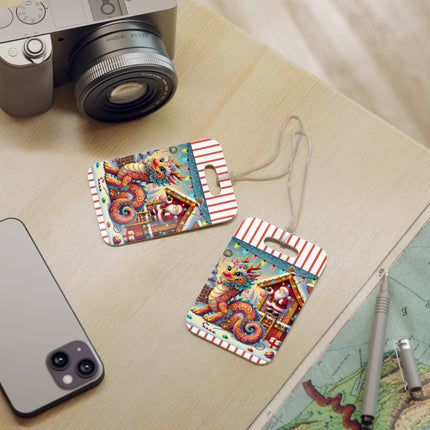 Playful Dragon's Christmas Luggage Tag