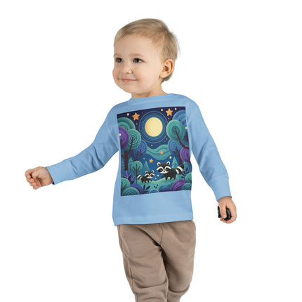 Enchanted Nighttime Raccoons Toddler Long Sleeve Tee