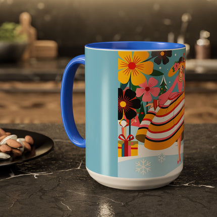 🌼🎄 The Christmas Blossom Belle Colorful Mug – Colorful Art Deco Holiday Fantasy