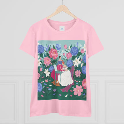 💎🌸 The Lady Of The Jeweled Garden Cotton Tee – Art Deco Floral Elegance