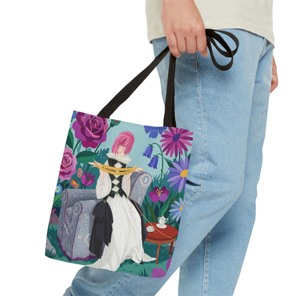 🌹🧶 The Lady Of The Golden Yarn Tote Bag – Art Deco Floral Elegance
