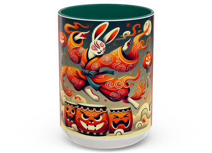 Jack-O’-Lantern Drums & The Kabuki Rabbit Colorful Mugs (11oz, 15oz)
