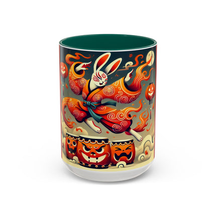 Jack-O’-Lantern Drums & The Kabuki Rabbit Colorful Mugs (11oz, 15oz)