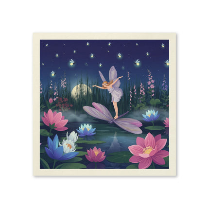 🧚🪷 The Firefly Fairy Lotus Garden Napkins – Art Deco Moonlit Fantasy