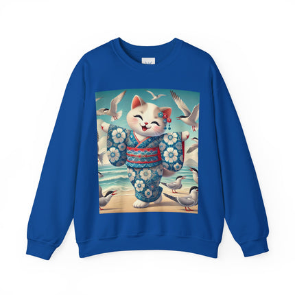 Geisha Kitten by the Seaside Heavy Blend™ Crewneck Sweatshirt
