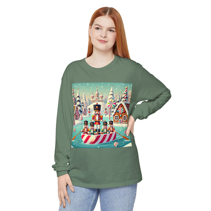Nutcracker Candy-Striped Adventure Unisex Garment-dyed Long Sleeve T-Shirt