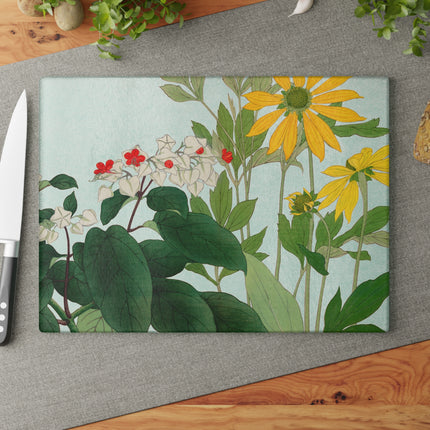 Clerodendrum & Rudbeckia by Tanigami Kônan Glass Cutting Board