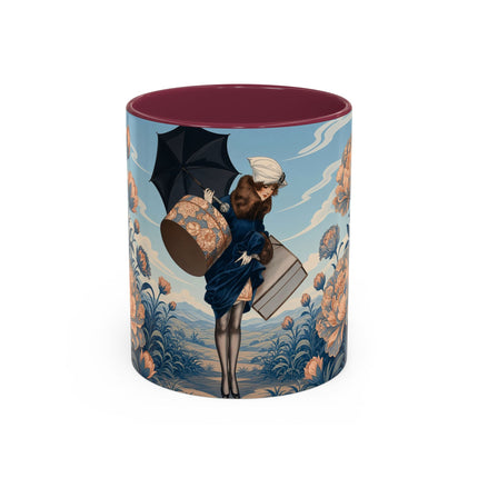 ☔🌸 The Grand Floral Journey Colorful Mug – Art Deco Travel Elegance