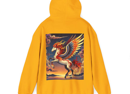 Flame-Winged Horse at Sunset – Heavy Blend™ Hooded Sweatshirt