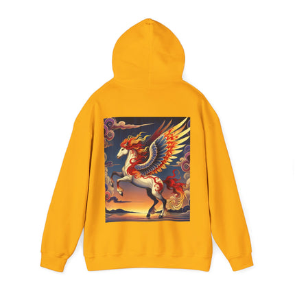 Flame-Winged Horse at Sunset – Heavy Blend™ Hooded Sweatshirt