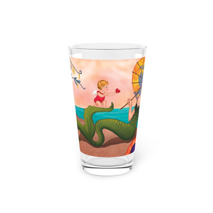 Mermaid with Parasol and Cupid by George Barbier Glass, 16oz