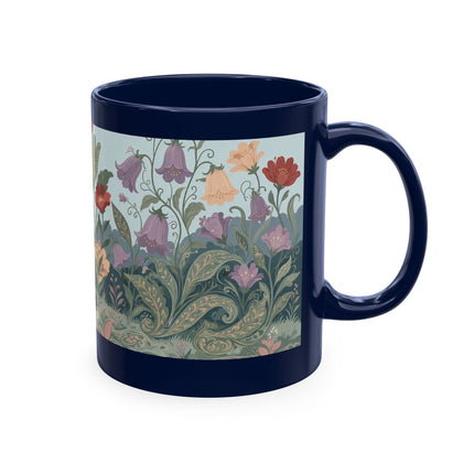 🐈🥾 The Lady & Puss In Boots In The Flower Garden Ceramic Mug – Art Deco Storybook Whimsy