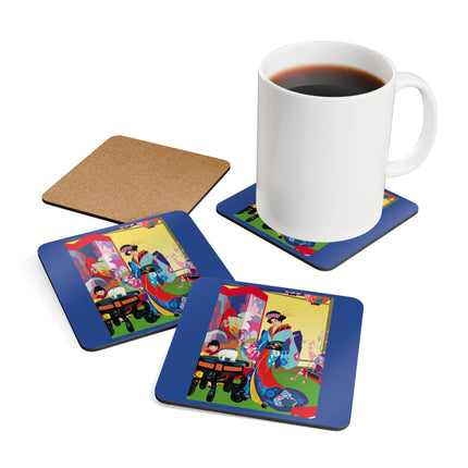 A Timeless Journey by Umberto Brunelleschi Corkwood Coaster Set