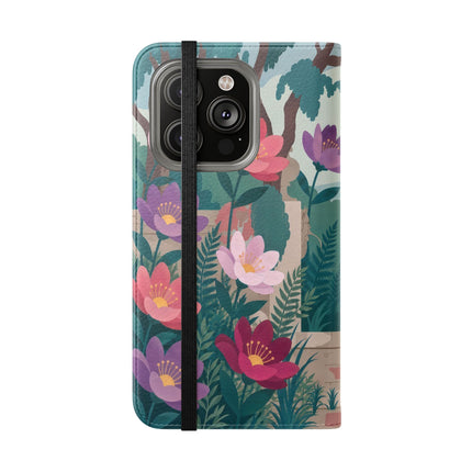 🌺🎭 The Garden Courtship Flip Case – Art Deco Floral Romance