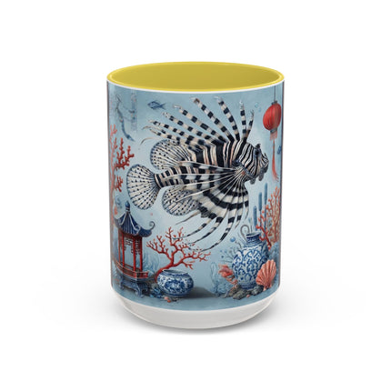 Lionfish & Lantern Colorful Mug – Mystical Ocean & Asian Harmony